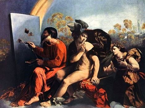 Jupiter Painting Butterflies, Mercury and Virtue, by Dosso Dossi