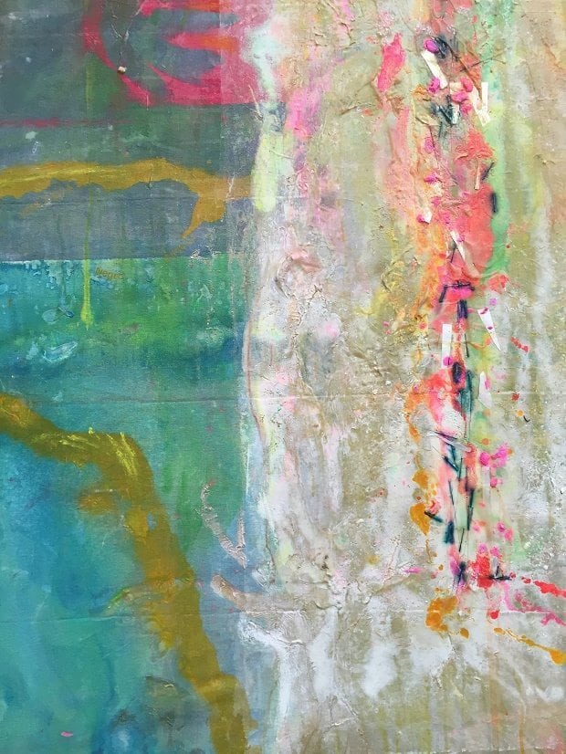 Detail of Frank Bowling painting at the Summer Exhibition