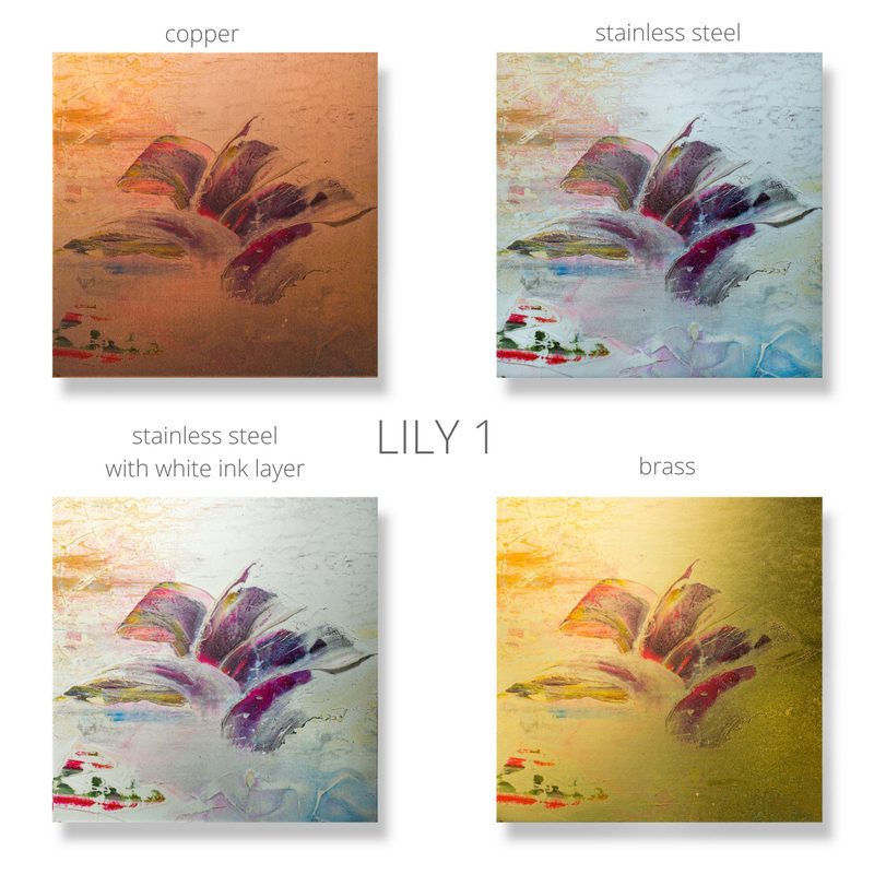 METAL PRINT LILY 1 printed on copper, brass & stainless steel