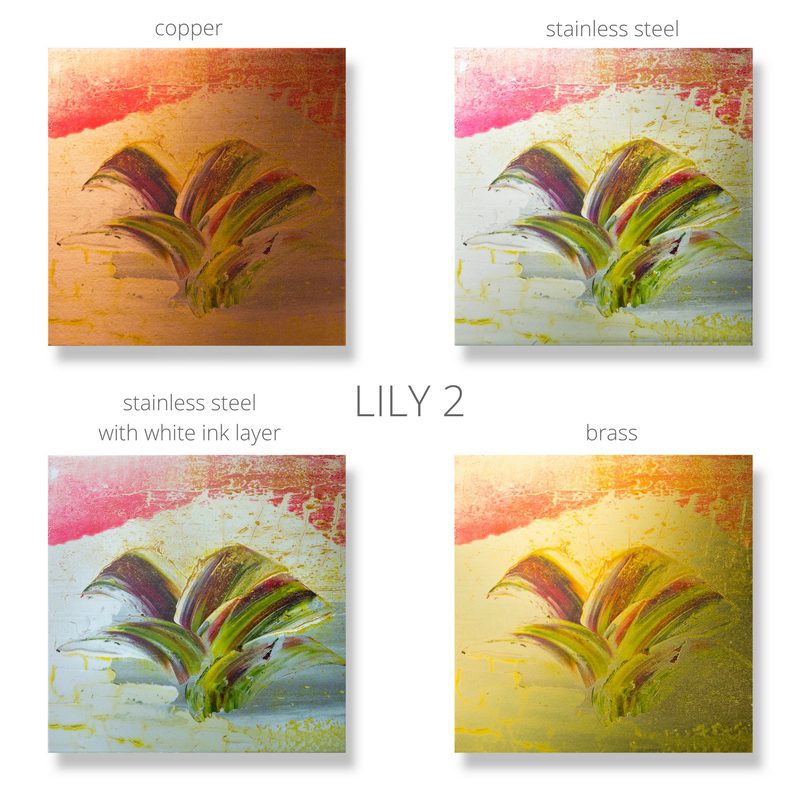 METAL PRINT LILY 2 printed on copper, brass & stainless steel