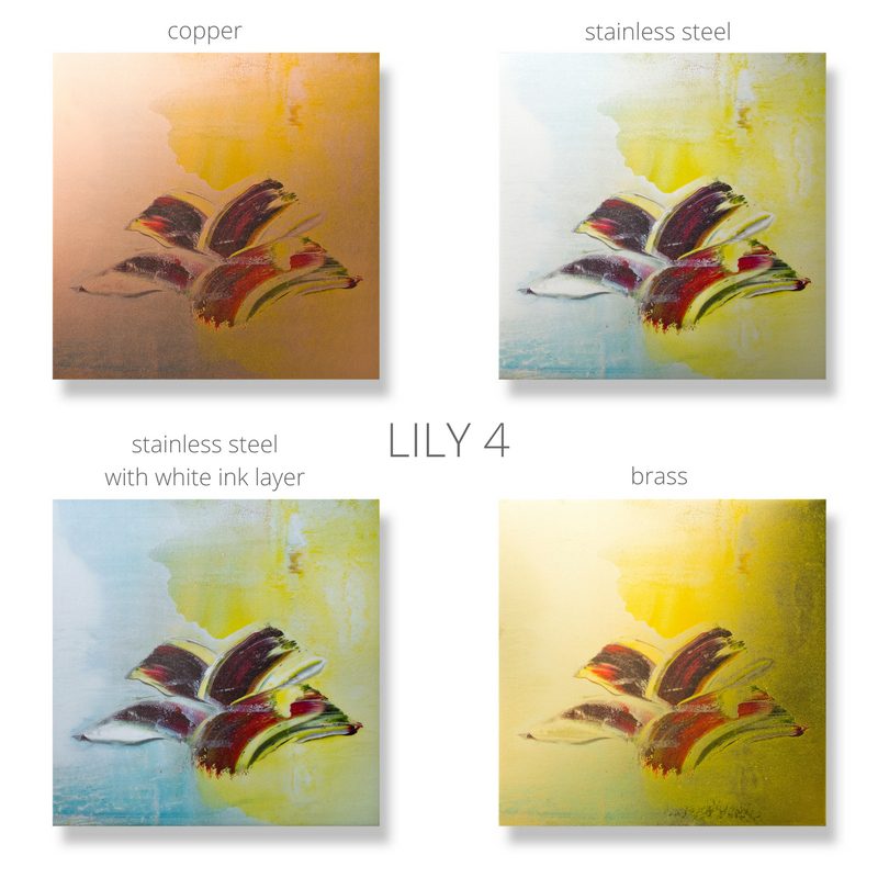 METAL PRINT LILY 4 printed on copper, brass & stainless steel