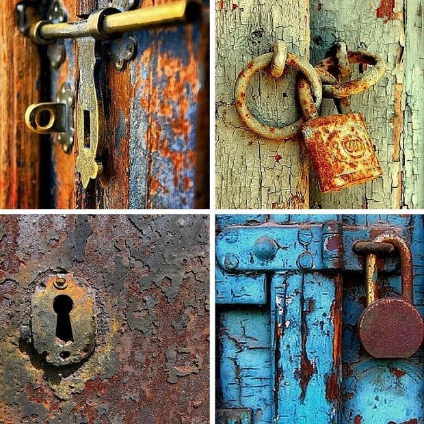 Rusty Locks & Key Holes #Playingwithgold