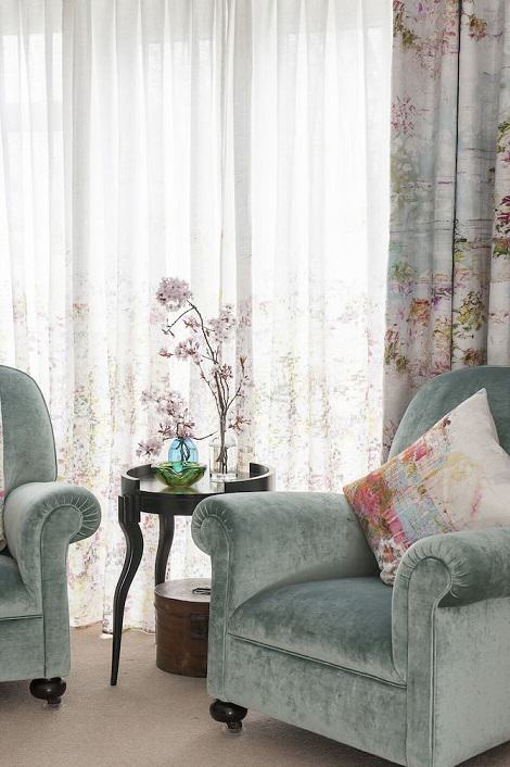 Interior designer Phoebe Oldrey's bedroom using Jessica Zoob Desire Fabric